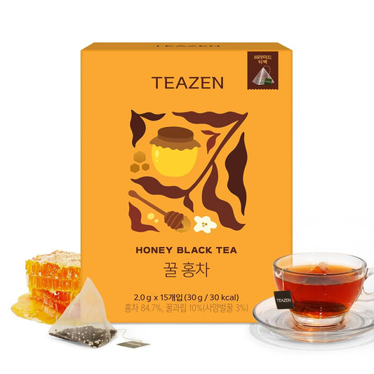 TEAZEN Honey Black Tea Bags, Zero Sugar Black Tea with Honey – 15 Tea Bags (1 Pack)