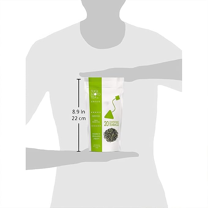 SUGIMOTO TEA Japanese Kukicha Stem Green Tea Bags 20 Count Pack of 1