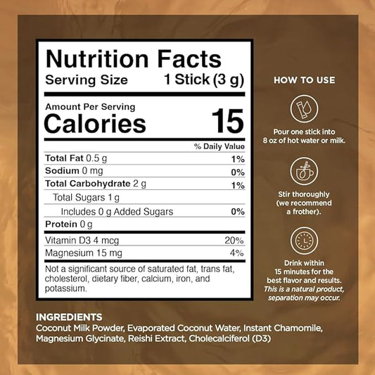 VitaCup Sleep Fuel Instant Tea Packets for Deep REM Sleep, Relax & De-Stress w/Chamomile, Magnesium, Vitamin D3, Coconut Water, Coconut Milk, Potassium, Calming for Full Body Relaxation, 24Ct