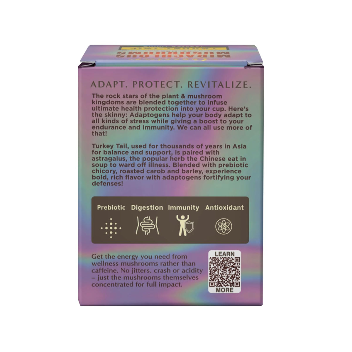 Teeccino Turkey Tail Astragalus - Toasted Maple - Caffeine Free Mushroom Adaptogenic Herbal Tea, 3x More Herbs than Regular