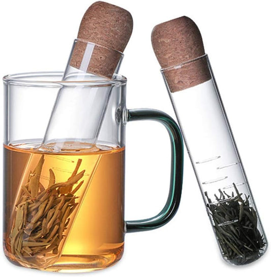 Individual Cup Glass Tube Infuser Mini Infuser Filters Glass Material for Fruit Herbal loose leaf with Cork Lids