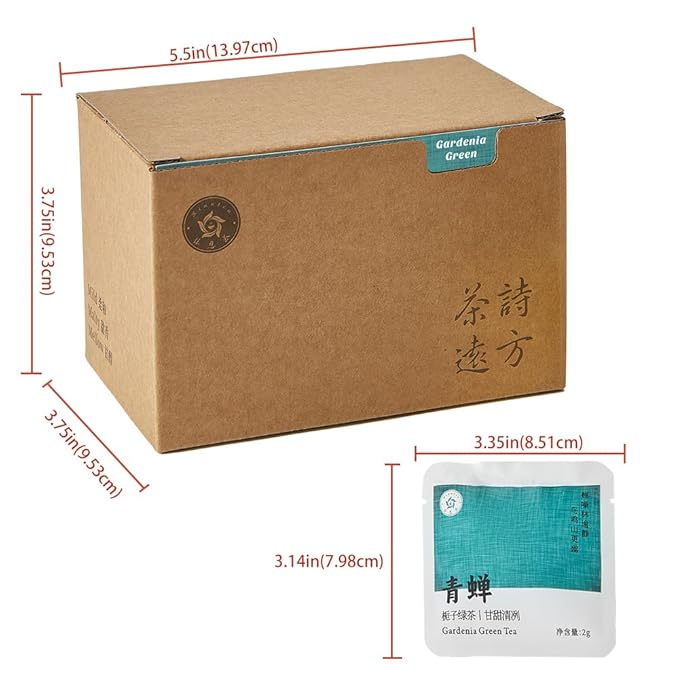 RIANTEA Organic Gardenia Green Tea Bags, Cold & Hot Brew Sencha Tea, Naturally Sugar Free Low Caffeine Teabag, Premium Original Leafy Green Tea Pods