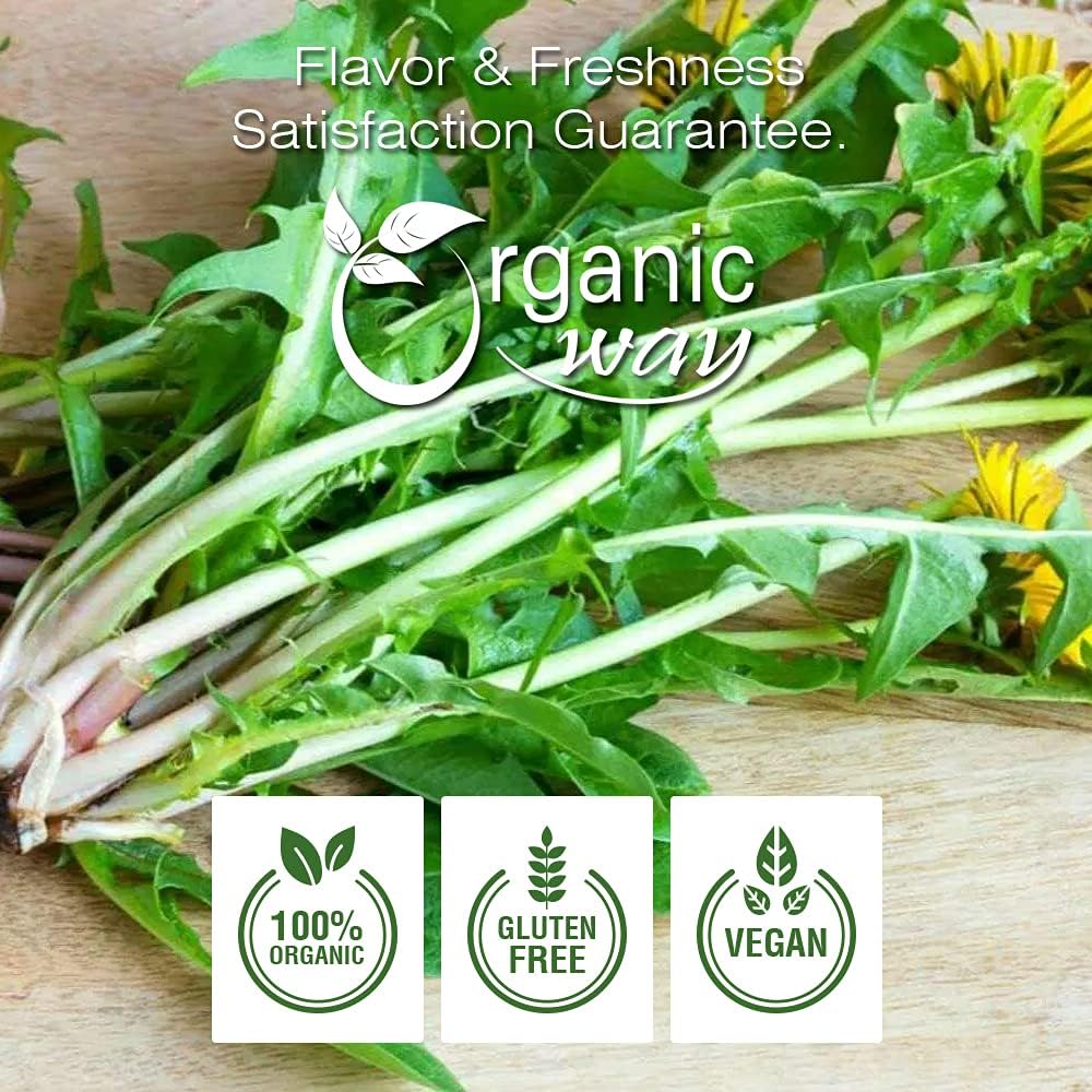 Organic Way Dandelion Leaf Powder | Herbal Tea (Taraxacum officinale) - European Wild-Harvest | Organic & Kosher Certified | Non GMO & Gluten Free | USDA Certified | Origin - Albania (1/4LBS / 4Oz)