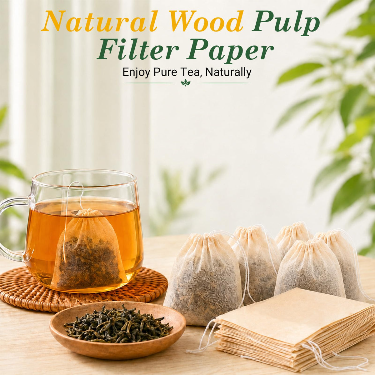 Angooni 300PCS Disposable Tea Filter Bags with Drawstring