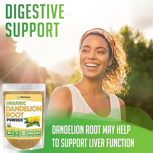 XPRS Nutra Organic Dandelion Root Powder - Vegan Friendly Antioxidant Power for Liver Support - Dandelion Root for Tea and Beverages - Immune Boosting Dandelion Powder (8 Ounce)