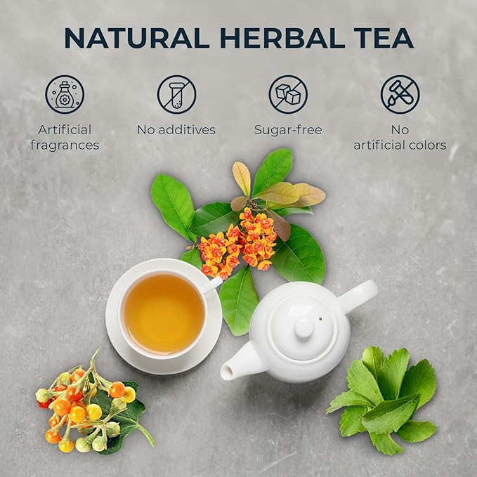 Natural Celastrus Hindsii Tea with Solanum Trilobatum & Stevia - 55 Count (+5 Tea Bags) - 4.59 oz, Bamboo Tong