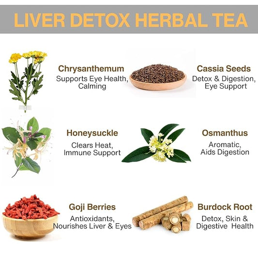 Chrysanthemum Cassia Seed Tea Bags - 6g × 30 Bags, VitalForest Herbal Tea with Burdock Root, Goji Berries, Osmanthus, Honeysuckle