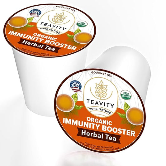 Organic Ginger Tea Pod with Echinacea, Turmeric, and Licorice for Keurig, Decaf by Teavity (36 Tea Pods)