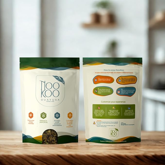 NooKoo Guayusa Loose Leaf Tea – 32oz Organic Caffeine Boost | Smooth, Jitter-Free Energy Alternative to Coffee | Antioxidant Herbal Tea for Focus & Clarity