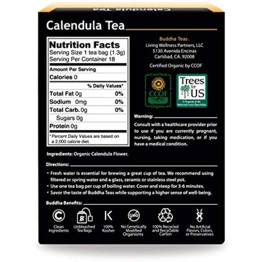 Buddha Teas - Organic Calendula Flower Tea - Herbal Tea - For Health & Wellbeing - Supports Immune & Digestive Health