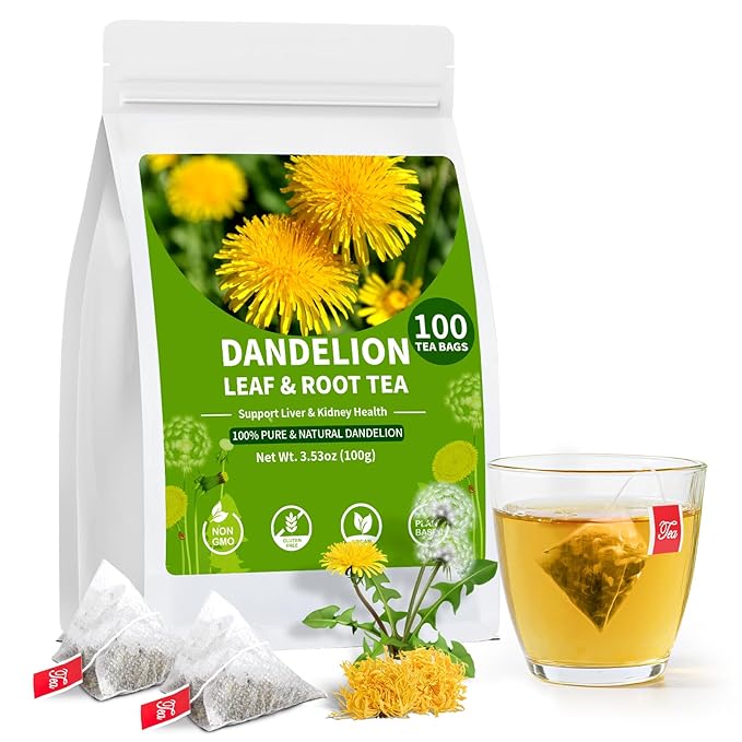 Dandelion Leaf and Root Tea bags, Natural Chinese Detox Herbal Tea Support Liver & Kidney Health and