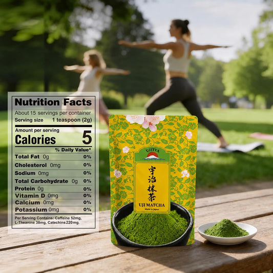 Ceremonial Grade Uji Matcha Powder - Stone-Ground from Kyoto Japan, Umami-Rich for Tea Ceremony Vibrant Green (1.06oz/30g) Zero Sugar Vegan 0 Calories