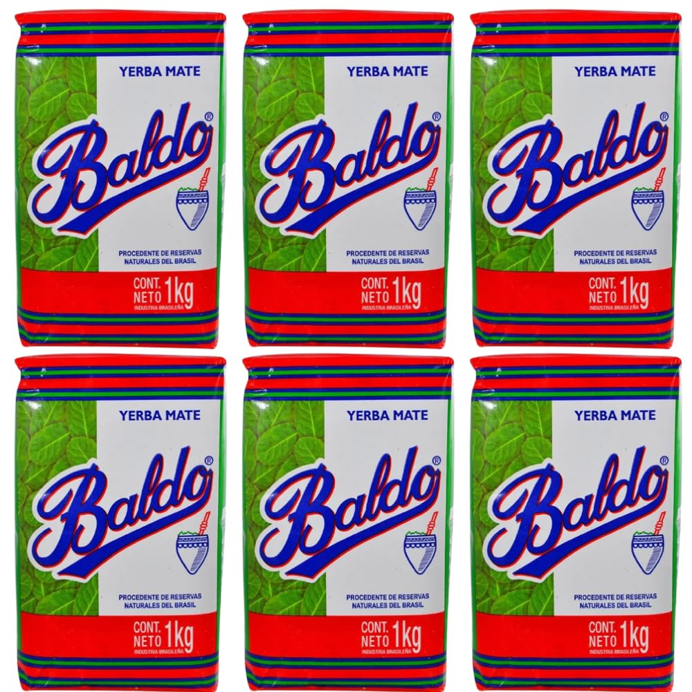 Baldo Yerba Mate Tea Traditional From Uruguay, 6 x 1 kg / 2.2 lbs each bag