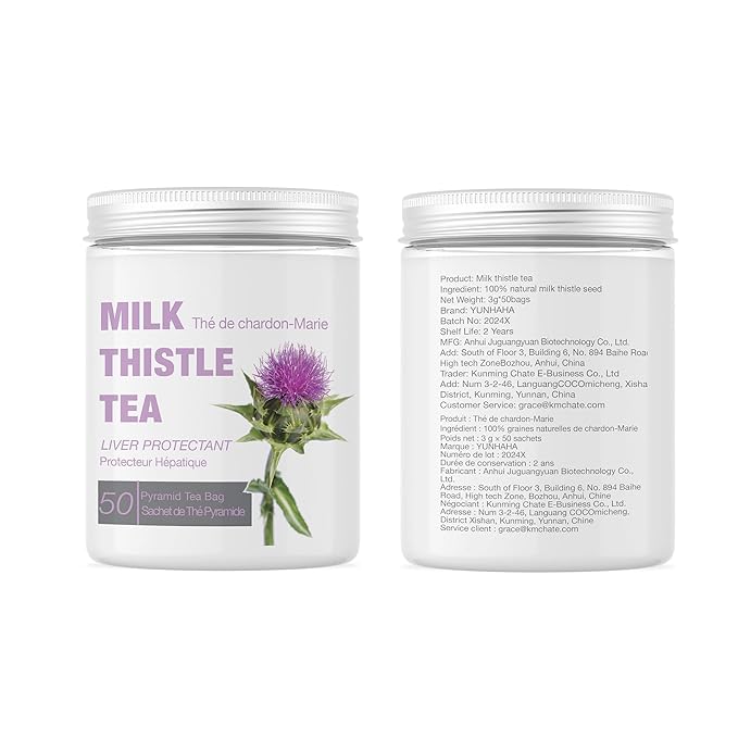 50 Milk Thistle Tea Bags for Detox Cleanse & Repair, Thorne Milk Thistle Herbal Tea for Support