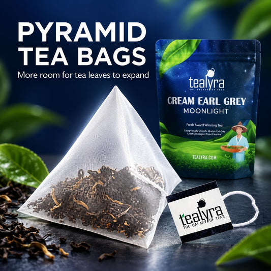 Tealyra - Cream Earl Grey Tea Pyramids Bags - Classic Black Leaf Tea - Citrusy with Vannilla Flavor - 25 Sachets (2-ounce)