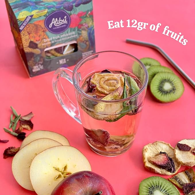 Alibú Dried Fruit Tea Infusions - Variety Pack - Certified Vegan, 100% Natural, Hot or Iced, Caffeine Free, Eat and Drink - Box of 2.12 oz