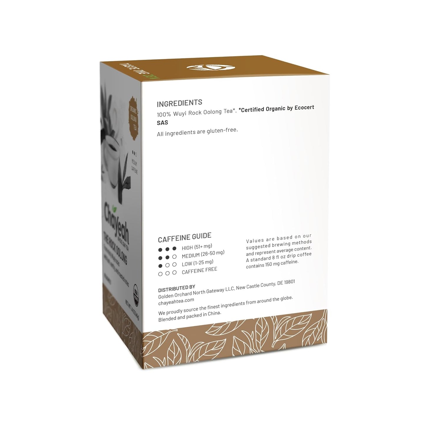 CHAYEAH, The Rock Oolong, Authentic Wuyi Rock Oolong Tea from Fujian, Whole Leaf Tea Bag, USDA Organic, Caffeinated (16 Pyramid Tea Sachets)