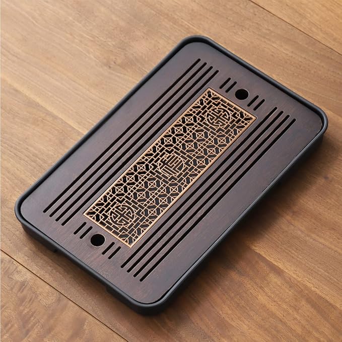 Bamboo Kungfu Tea Set - 14 * 10 inch Serving Tray with Drain & Store Water for Coffee Table & Living Room