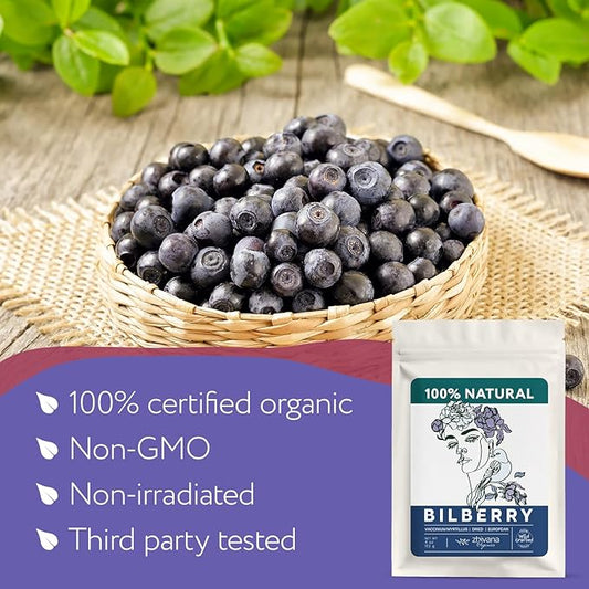 Wild Bilberry Dried Fruits (4 oz.) – Bilberry Tea – Superfood Berries – Whortleberry (Vaccinium myrtillus)