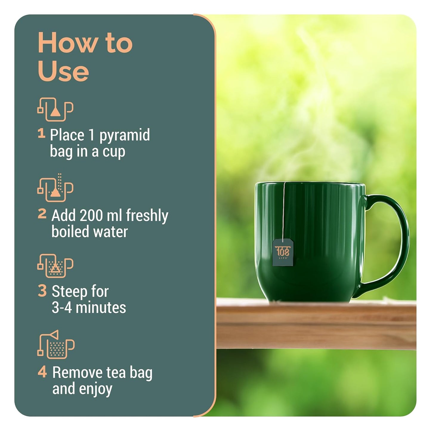 108LIFE Herbal Tea Bags - Caffeine Free 30 Count - Hibiscus Lemon Ginger | Supports Digestion & Immunity, Vibrant Zesty Detox, Natural Aroma, Caffeine-free SuperFoods Biodegradable Pyramid Tea Bags