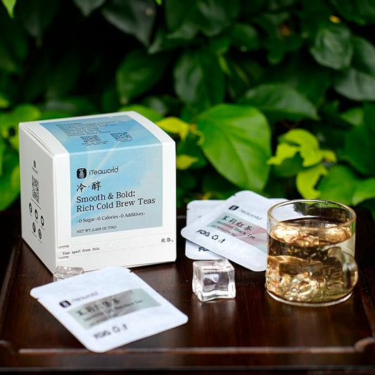 iTeawolrd Rich Cold Brew Tea - Iced Tea Sampler, 7 flavors Classic Rich Loose Leaf Teas, Jasmine Black Tea, Dancong,Makes Cold Brew Iced Drink or Hot, with 14 Tea Bags (14 packs, 2.47 oz)