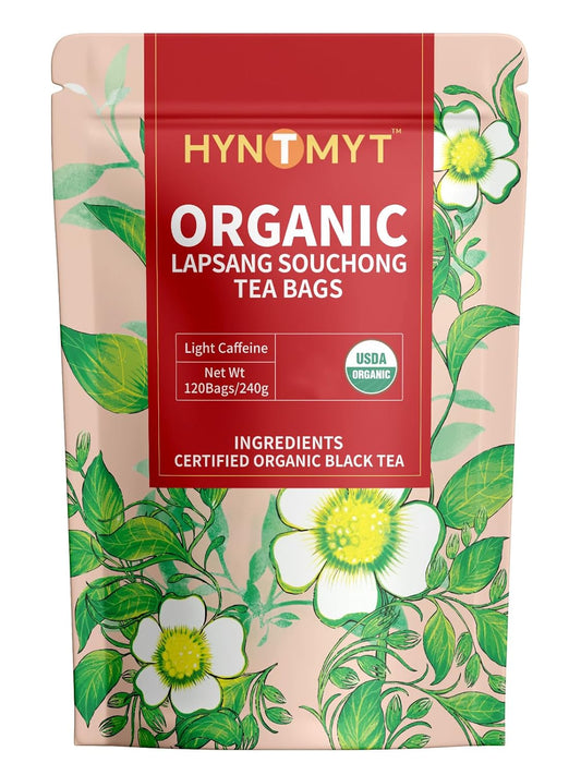 HYNTMYT Organic Lapsang Souchong Tea Bags, USDA Organic Lapsang Souchong Smoked Tea, Smoky Flavor, Lower Caffeine, 120 Count