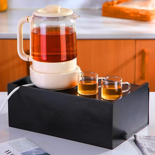 Tea Bag Organizer Wood Tea Organizer Storage Box 8 Compartments Container Holder with Lid to Storage and Keep Fresh(Black)