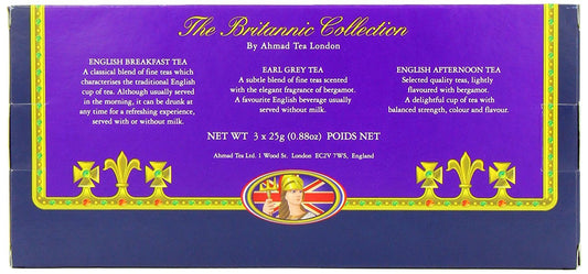 Ahmad Tea Black Tea, Britannic Collection Loose Leaf Caddies, London Gift, 3 Classic Teas (25g each) - Caffeinated & Sugar-Free