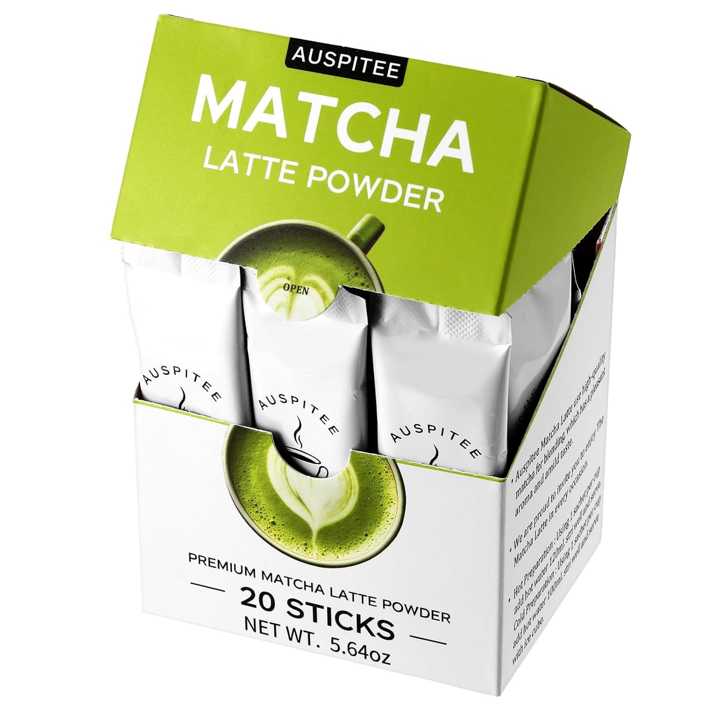 Matcha Latte Green Tea Powder Single Pack, Premium Barista Science Blend - Individual Matcha Bags (20)