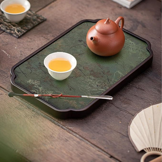 Asixxsix Chinese Style Wooden Gongfu Tea Tray, Exquisite Craftsmanship Multifunctional Tea Serving Tray, Elegant Tea Table Serving Tray for Home Office