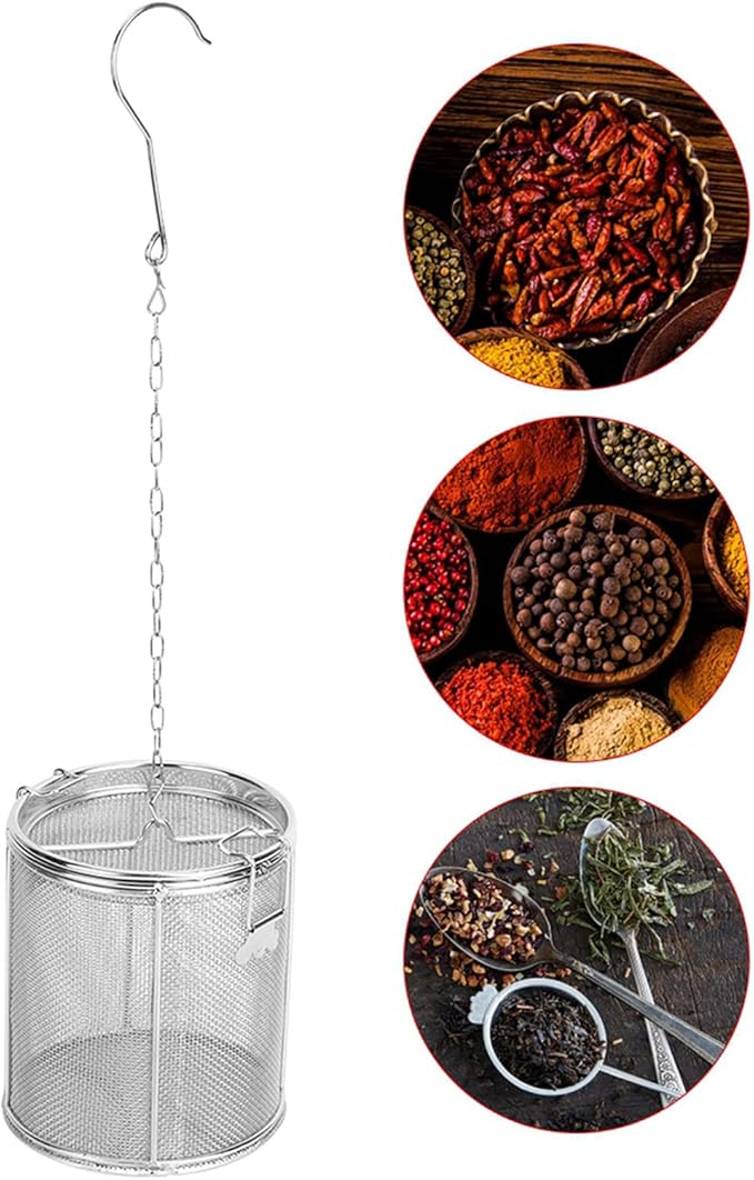 Aunmas Stainless Steel Tea Ball Strainer and Filter, 4.7 Inch Infusion Basket for Loose Leaf Tea, Soup Seasonings, Broth with Hook,12 x 13cm