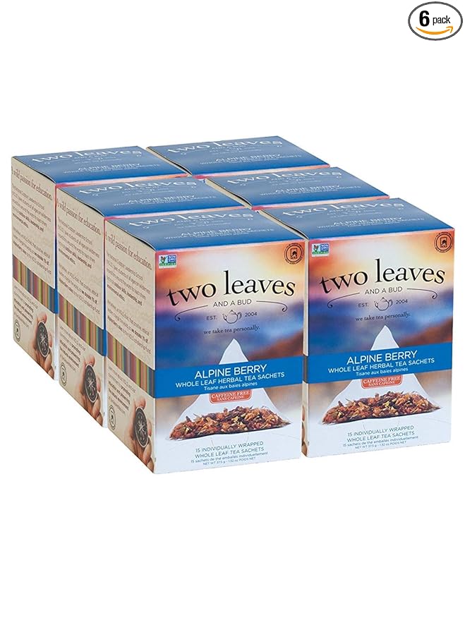 Two Leaves and a Bud Alpine Berry Herbal Tea Bags, Naturally Caffeine Free, Whole Leaf Herbal Tea wi