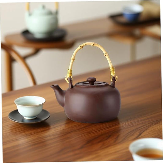 Japanese Tea Pot 800ml/28oz Purple Sands Clay Teapot with Wood Handle Kungfu Teapot for Stovetop