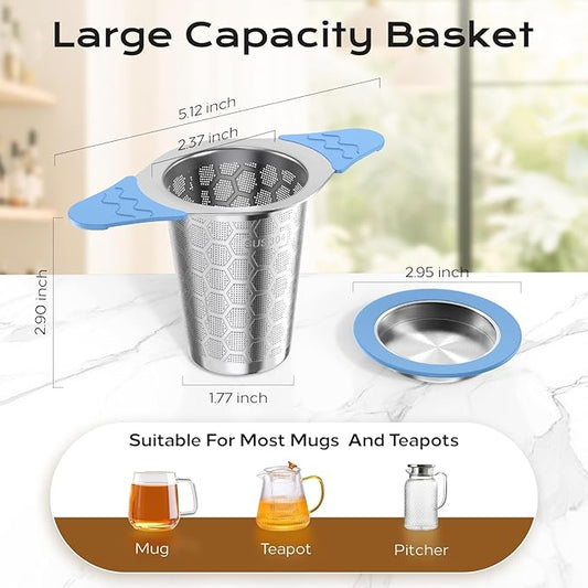 Tea Infuser for Loose Leaf Tea,18/8 Stainless Steel Tea Infuser with Heat Proof Silicone Handles