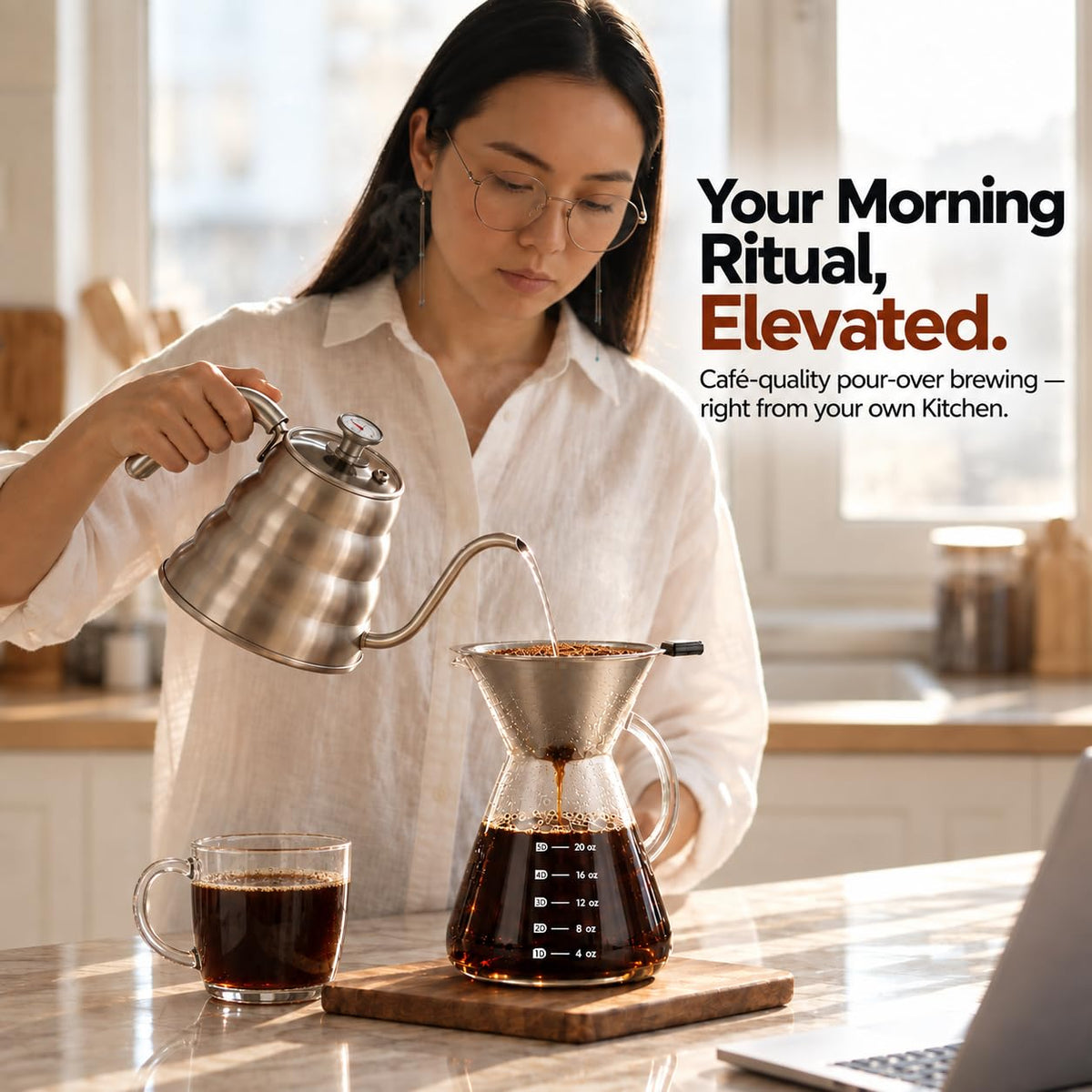 Bean Envy Gooseneck Kettle Stovetop - Pour Over Kettle with Thermometer