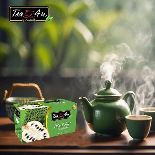 Tea4U Flavored Black Ceylon TeaBags (Soursop) - Ideal Quality from Sri Lanka's Finest Leaves and Expertly Blended - 25 Count