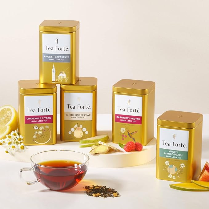 Tea Forte Pumpkin Spice Premium Loose Leaf Caffeinated Black Tea Blend Canister, Makes 35-50 Cups