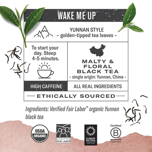 Numi Organic Chinese Breakfast Tea, 18 Black Tea Bags, High Caffeine