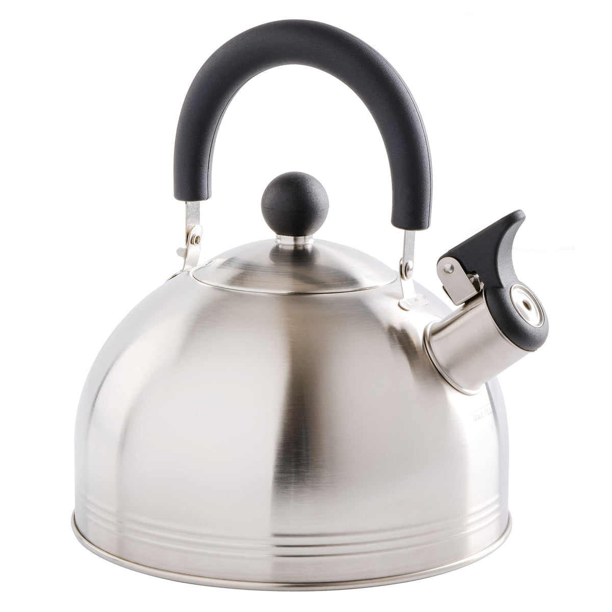 Mr. Coffee Carterton Stainless Steel Whistling Tea Kettle – 1.5-Quart Capacity, Mirror Polish Finish, Durable Tea Kettle for