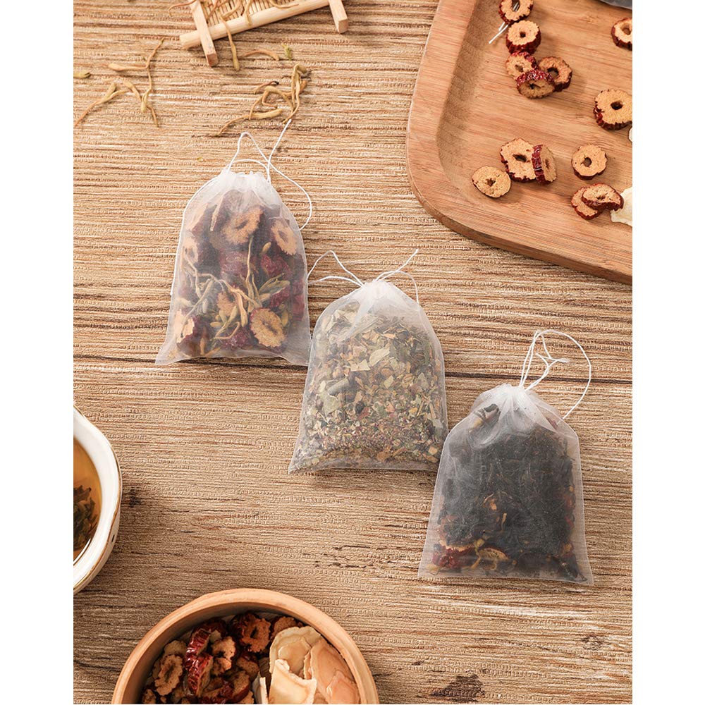 Insiswiner 100 Pcs Empty Tea Filter Bags for Loose Tea Herb Spice Small Mesh Drawstring Seal Infuser Strainer Bags