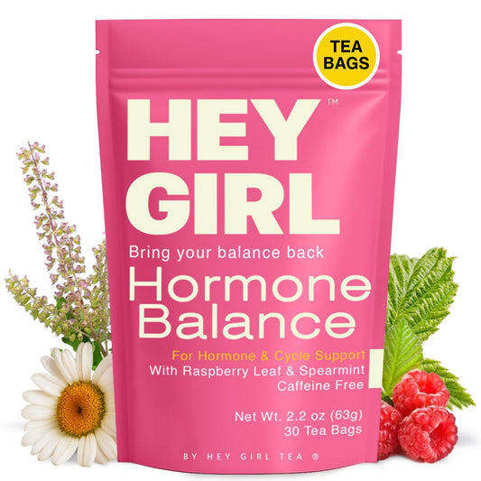 Hormone Balance for Women Tea with Spearmint, Red Raspberry Leaf, Chamomile, Ginger, Nettle - For PMS, PCOS, Perimenopause & Cycle Support - Herbal Hormonal Wellness Tea Bags