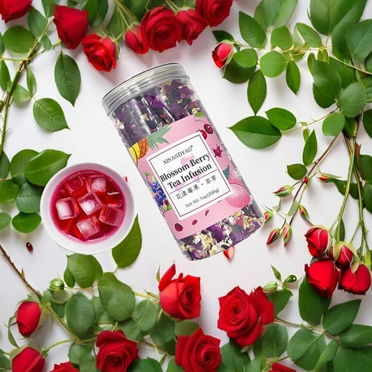 Tropical Flavor Fusion Fruit Tea, Fruity & Refreshing Herbal Tea |Peach,Hibiscus,Pineapple,Blackcurrant,Rose,Caffeine-FreeTea | 30+ Cups | Hot or Iced | Premium Quality, Woman-Owned | Loose Leaf Tea 7oz