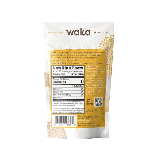 Waka Instant Tea — Concentrated Green Tea Powder Sample Bundle — No Sugar Added & Unsweetened — 100% Tea Leaves — 6 X 0.45 oz Sample Packs For Hot or Iced Tea