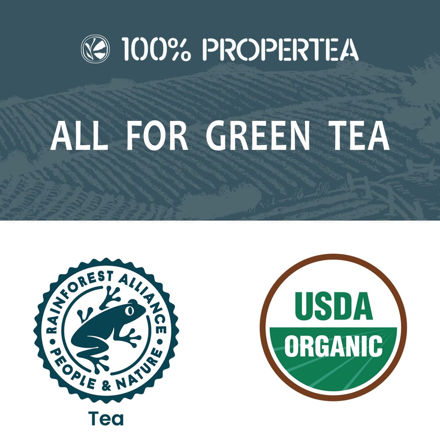 100% Propertea Organic Green Tea Bags,100 Count, Individually Wrapped, Rich in AntioxidantsHot or Iced,Unsweetened,Caffeinated,Deep Taste