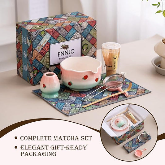 7 Pcs Matcha Whisk Set Elegant Petal Shaped Matcha Bowl Design, Ideal for Matcha Lover, Matcha Kit That Perfect for Home Gatherings And Social Sharing, Microwave And Dishwasher Safe