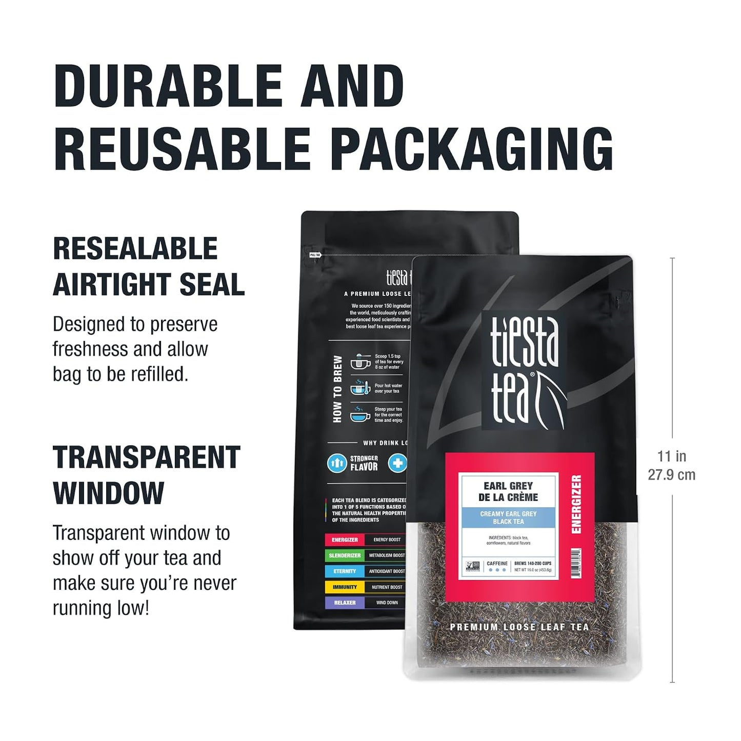 Tiesta Tea - Earl Grey de la Crème, Loose Leaf, Creamy Earl Grey Black Tea | Premium Blend, Caffeinated Black, Make Hot or Iced Brews Up to 200 Cups, 16 Ounce Resealable Bulk Pouch