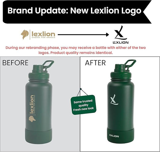 Lexlion Tea Infuser Water Bottle 32 Oz – Triple Wall Insulated Stainless Steel, Loose Leaf & Fruit Strainer, 3 Leakproof Lids