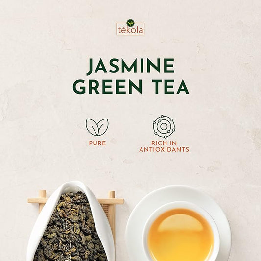 tekola Tea Co. - Jasmine Green Tea, Grown, Processed and Packed in Ceylon, loose leaf (Jasmine Green Tea 3 Oz)