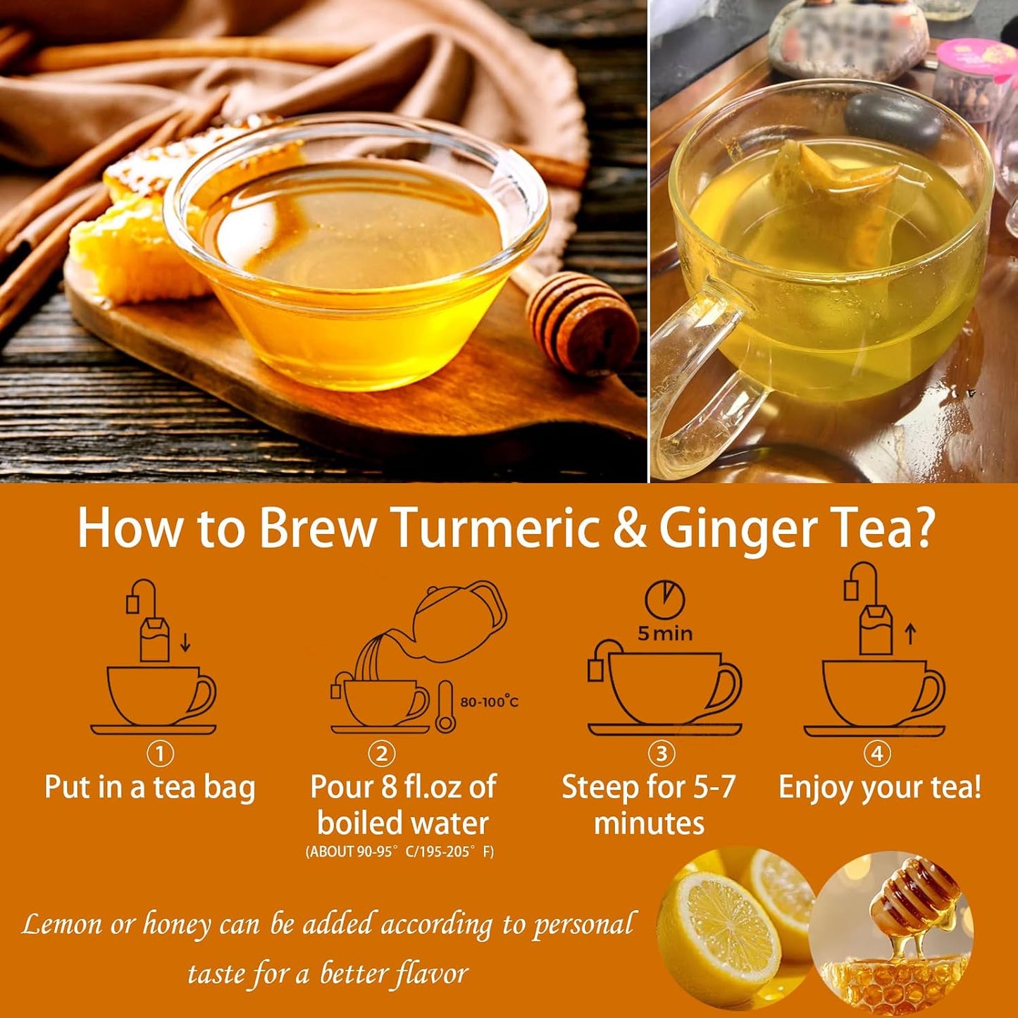 Turmeric Ginger Cinnamon Tea - 150 Teabags Premium Turmeric Ginger Herbal Tea, Curcuma Teas Bag Hand-made Blend of Turmeric&Ginger&Cinnamon, 100% Natural & No Additives & Caffeine Free (150 Count)