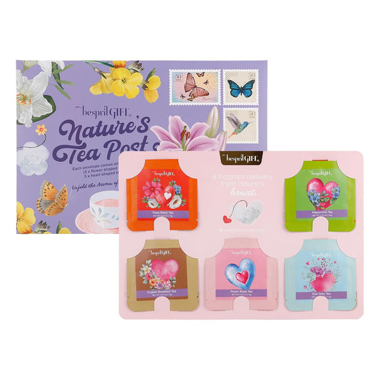Novelty Tea Bags - 10 Count (5 Heart + 5 Flower Shaped) | 5 Unique Flavors Tea Sampler, Floral-Themed Gift Set for Tea Lovers